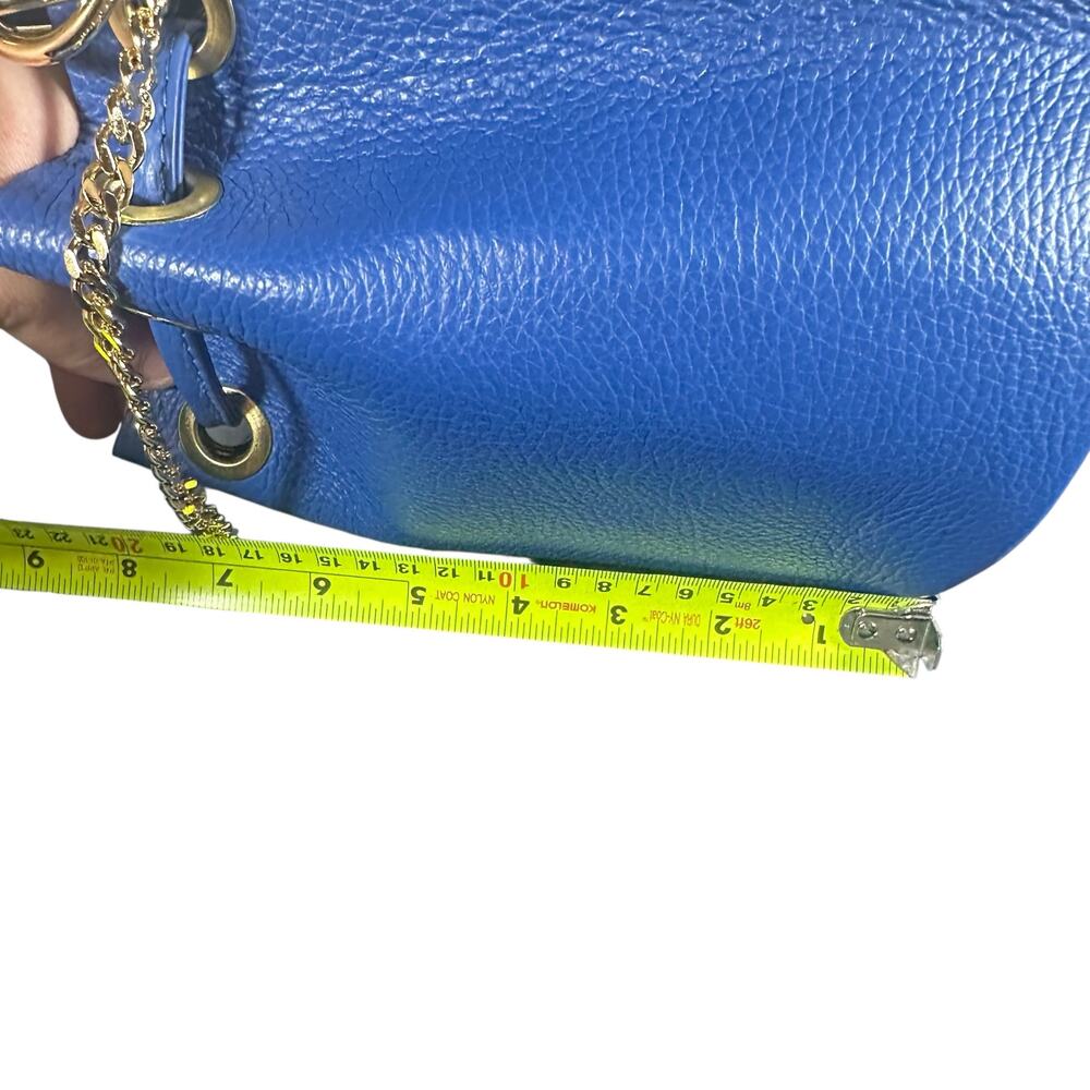 Diva Bags Alcina Bluette Leather Bucket Bag Gold Chain Crossbody made in Italy - Picture 8 of 11